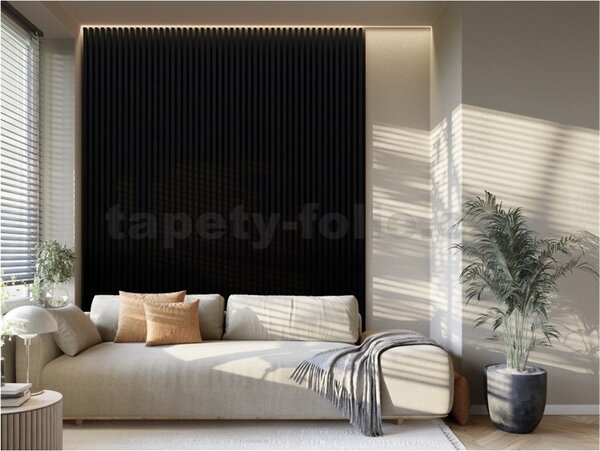 Akustické dekoračné panely MAXI čierny mat 3D lamely na filcovom podklade 270 x 17,7 cm