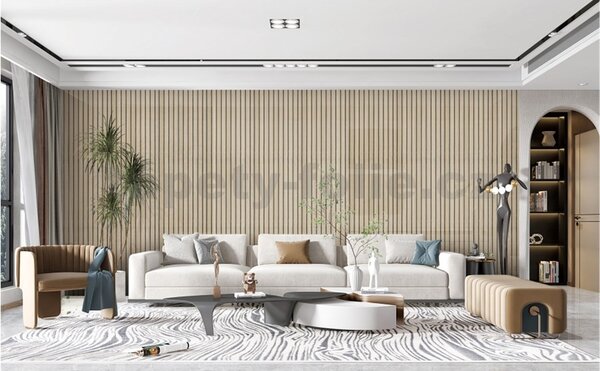 Samolepiace panely na stenu TPL0000009, cena za kus, rozmer 270 cm x 48,5 cm, lamely svetlo hnedé , IMPOL TRADE