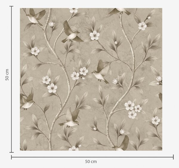 Tapety Slonovinové kvety na taupe, Tapety zvieratá, Tapety vtáky, a00882 : Uwalls.sk
