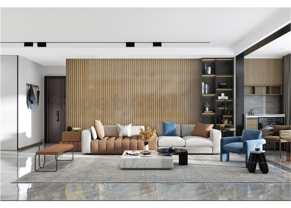 Samolepiace panely na stenu TPL0000007, cena za kus, rozmer 270 cm x 48,5 cm, lamely hnedé, IMPOL TRADE