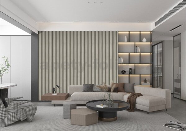 Samolepiace panely na stenu TPL0000008, cena za kus, rozmer 270 cm x 48,5 cm, lamely sivé , IMPOL TRADE