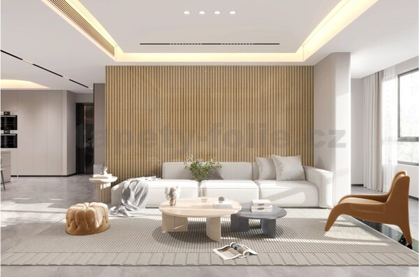 Samolepiace panely na stenu TPL0000007, cena za kus, rozmer 270 cm x 48,5 cm, lamely hnedé, IMPOL TRADE