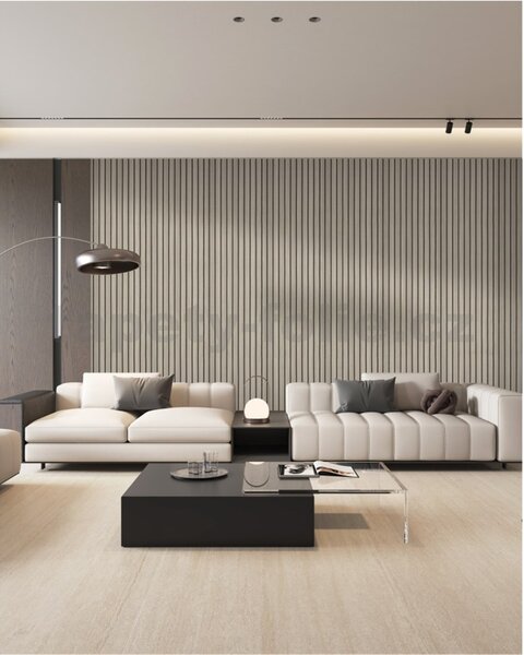 Samolepiace panely na stenu TPL0000008, cena za kus, rozmer 270 cm x 48,5 cm, lamely sivé , IMPOL TRADE