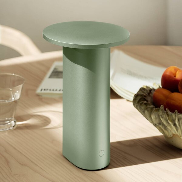 Fritz Hansen stolová LED lampa Solae, zelená, hliník, IP44, Zelená, Obývacia izba / jedáleň, Hliník, Moderný, Stojacie svietidlo