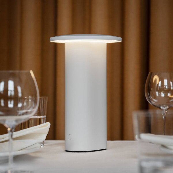 Fritz Hansen stolová LED lampa Solae, biela, hliník, IP44, Biela / opálová, Obývacia izba / jedáleň, Hliník, Moderný, Stojacie svietidlo