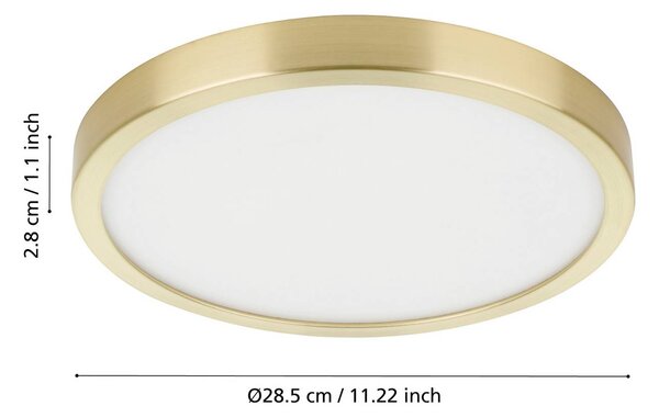 EGLO LED panel na povrchovú montáž Fueva 5 IP20 830 mosadz Ø28,5cm, Mosadz / zlato, Obývacia izba / jedáleň, kov, Moderný, Závesné svietidlo