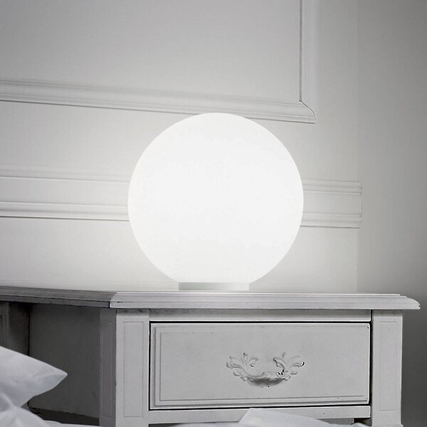 Ideal Lux stolová lampa Mapa, Ø 20 cm, opálové sklo, guľa, E27, Biela / opálová, Obývacia izba / jedáleň, Sklo, Stojacie svietidlo