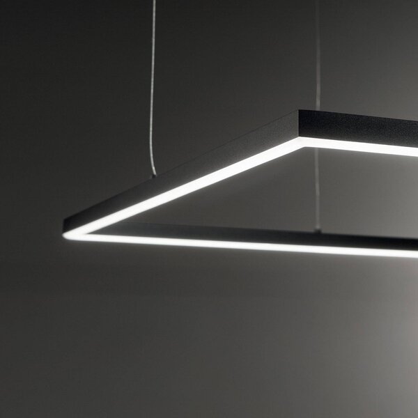Ideal Lux LED závesné svietidlo Oracle Slim 50 x cm čierne 3 000 K, Čierna, Obývacia izba / jedáleň, Hliník, Moderný, Závesné svietidlo