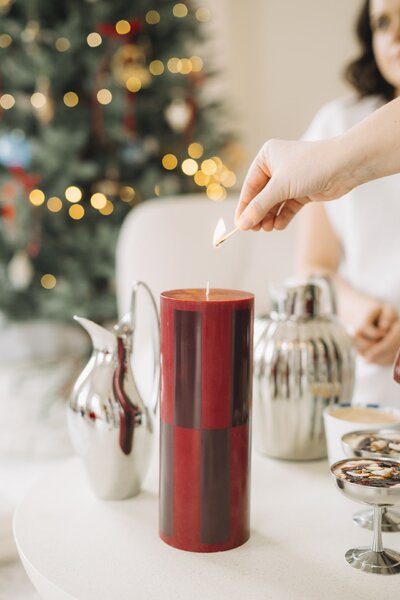 Sviečka Column Candle L Wine and Bordeaux Large Check 170 h