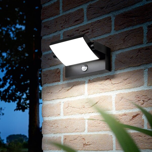 Ideal Lux LED vonkajšie nástenné svietidlo Swipe Sensor, antracitová, IP54, Čierna, kov, Moderný, Nástenné svietidlo