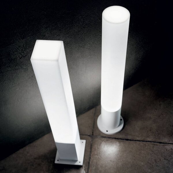 IDEAL LUX Ideal Lux chodníkové svetlo Edo round, biele, GX53, Biela / opálová, Hliník, Osvetlenie príjazdovej cesty