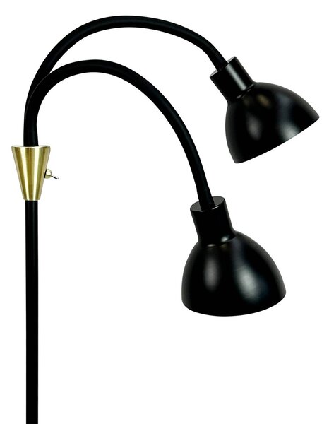 Dyberg Larsen Stojacia lampa Lilje, čierna, výška 135 cm, 2-pl., Čierna, Obývacia izba / jedáleň, kov, Dizajn, Stojaca lampa