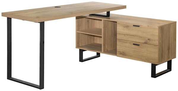 ROHOVÝ PÍSACÍ STÔL, čierna, farba duba, 150/120/75 cm Carryhome - Kancelárske stoly