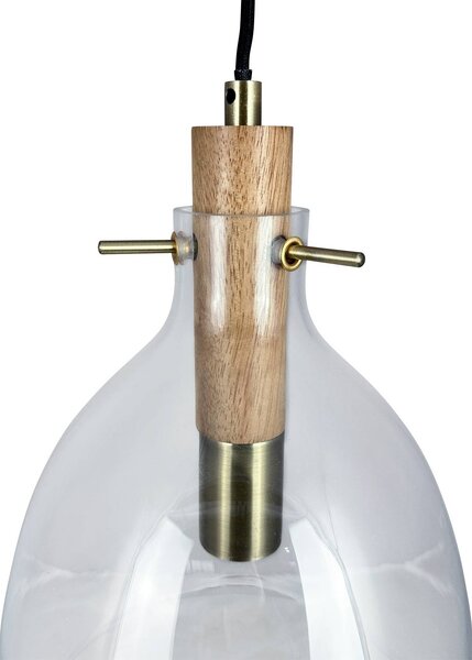 Dyberg Larsen Závesné svietidlo Bistro, Ø 30 cm, transparentné, sklo, Jasné / priehľadné, Obývacia izba / jedáleň, Sklo, Dizajn, Závesné svietidlo