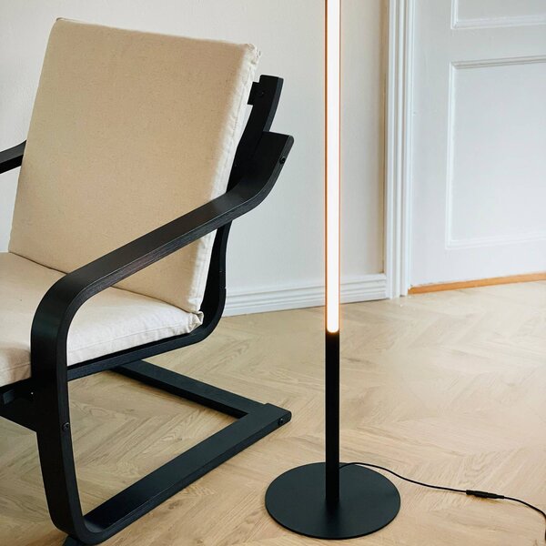 Dyberg Larsen LED stojaca lampa Vagner, čierna, výška 150 cm, Čierna, Obývacia izba / jedáleň, kov, Dizajn