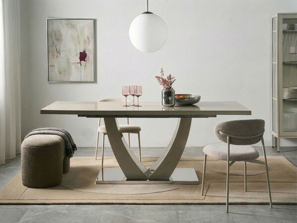 Jedálenský stôl svetlobéžový MDF vrchná doska 160/200 x 90 cm rozkladací obdĺžnikový tvar moderný štýl kuchyňa jedáleň