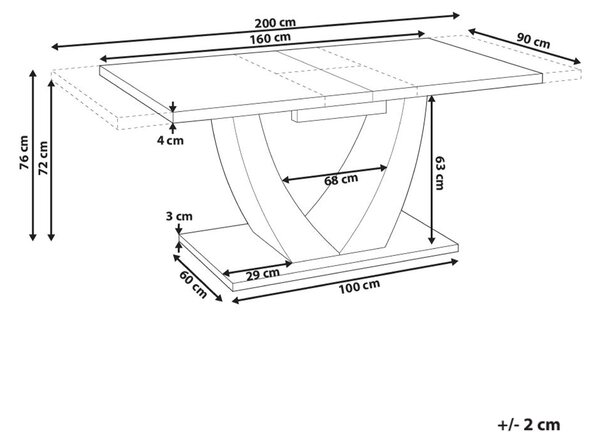 Jedálenský stôl svetlobéžový MDF vrchná doska 160/200 x 90 cm rozkladací obdĺžnikový tvar moderný štýl kuchyňa jedáleň