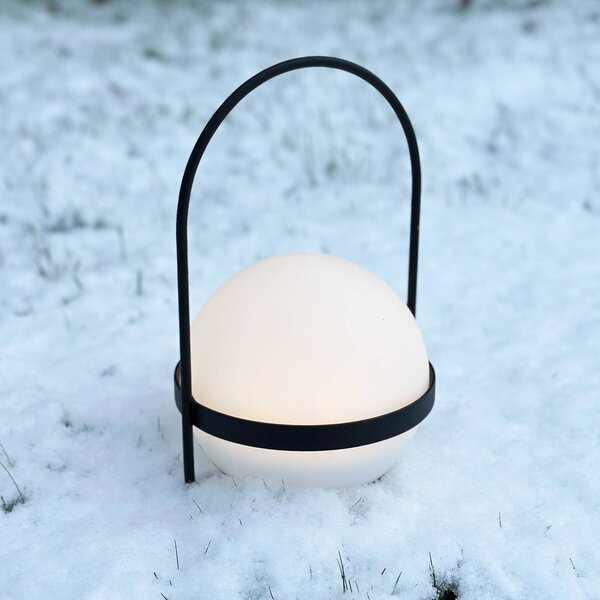 Dyberg Larsen solarna lampa Summer, biela/čierna, výška 26 cm, Čierna, kov, Dizajn, Solárne svietidlá