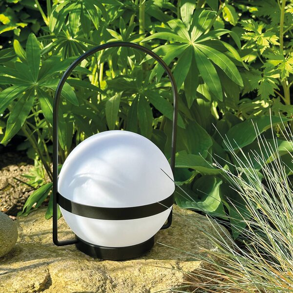 Dyberg Larsen solarna lampa Summer, biela/čierna, výška 26 cm, Čierna, kov, Dizajn, Solárne svietidlá