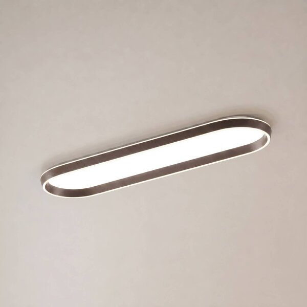 Lucande Stropné LED svetlo Rylan, 112 cm, hnedé, stmievateľné,, Hnedá / hrdzavá, Obývacia izba / jedáleň, kov, Moderný, Stropné svetlo