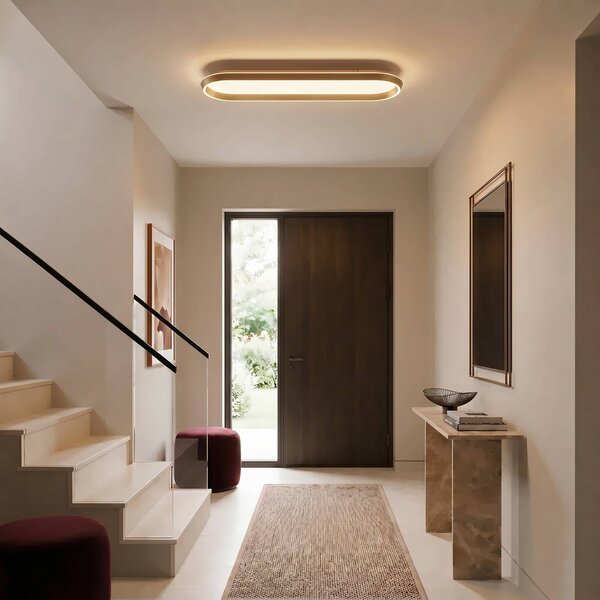 Lucande Stropné LED svetlo Rylan, 112 cm, mosadz, stmievateľné,, Mosadz / zlato, Obývacia izba / jedáleň, kov, Moderný, Stropné svetlo