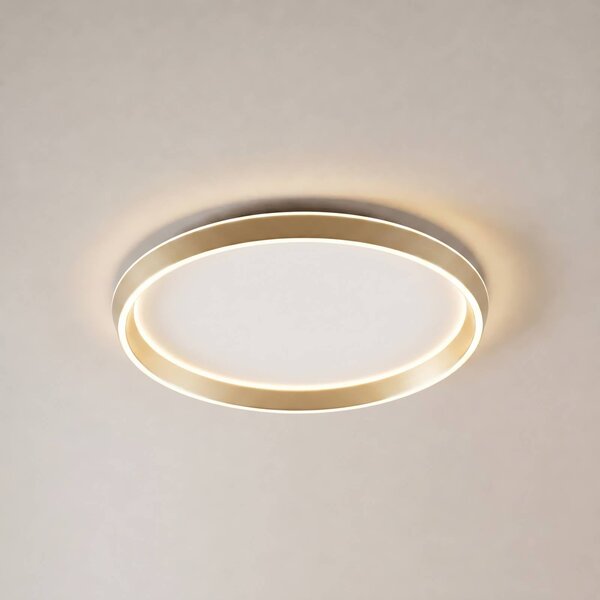 Lucande Stropné LED svetlo Rylan, mosadz, Ø 62 cm, stmievateľné s reguláciou, Mosadz / zlato, Obývacia izba / jedáleň, kov, Moderný, Závesné svietidlo