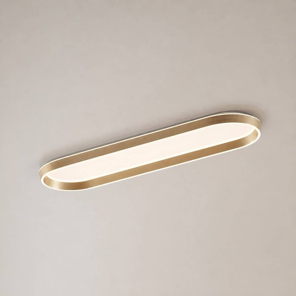 Lucande Stropné LED svetlo Rylan, 112 cm, mosadz, stmievateľné,, Mosadz / zlato, Obývacia izba / jedáleň, kov, Moderný, Stropné svetlo