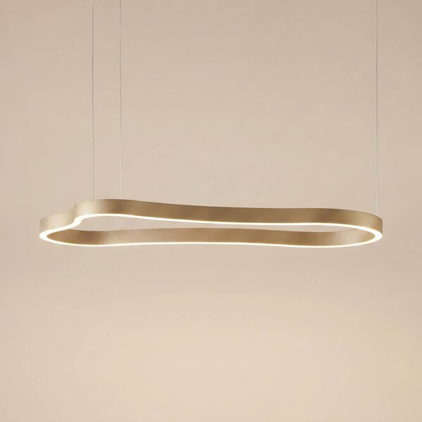 Lucande LED závesné svietidlo Vikali, zlaté, stmievateľné, 90 x 45 cm, Mosadz / zlato, Obývacia izba / jedáleň, kov, Moderný, Závesné svietidlo