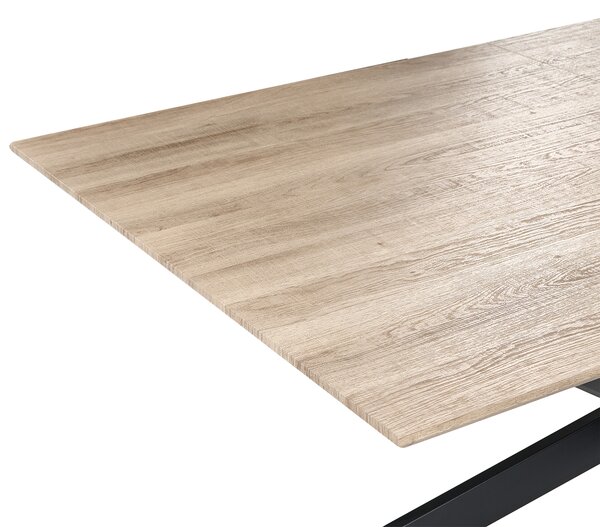 Jedálenský stôl svetlohnedý MDF vrchná doska papierová dyha 160/200 x 90 cm rozkladací obdĺžnikový tvar moderný štýl kuchyňa jedáleň