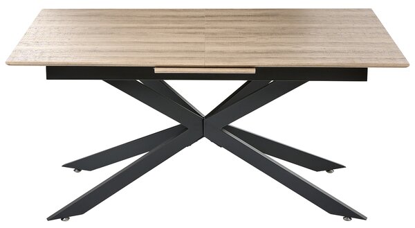 Jedálenský stôl svetlohnedý MDF vrchná doska papierová dyha 160/200 x 90 cm rozkladací obdĺžnikový tvar moderný štýl kuchyňa jedáleň
