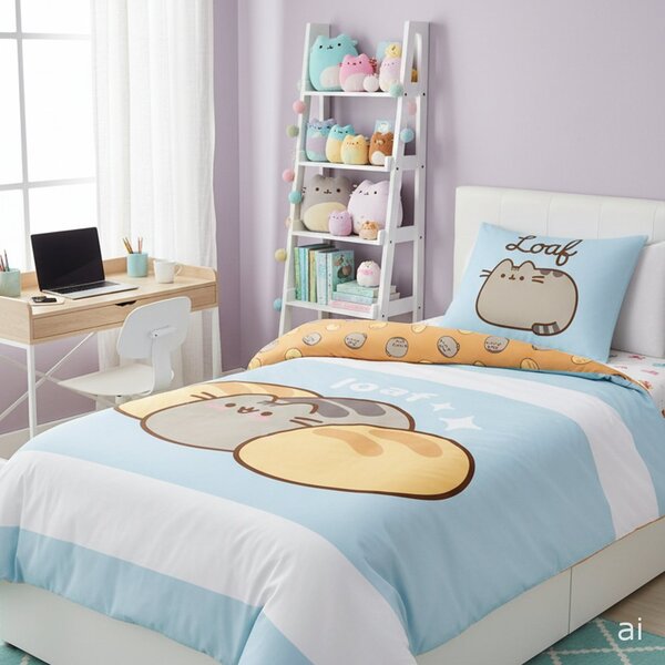 Posteľné obliečky z mikrovlákna Pusheen - motív Loaf - 70 x 90 cm + 140 x 200 cm