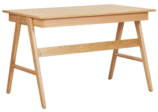 Kancelársky stôl svetlé drevo MDF 120 x 70 cm lakovaná vrchná časť 2 zásuvky úložný priestor moderný škandinávsky štýl písací stôl