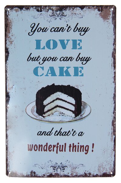 Nástenná kovová ceduľa Love Cake - 20 * 30 cm - Clayre & Eef