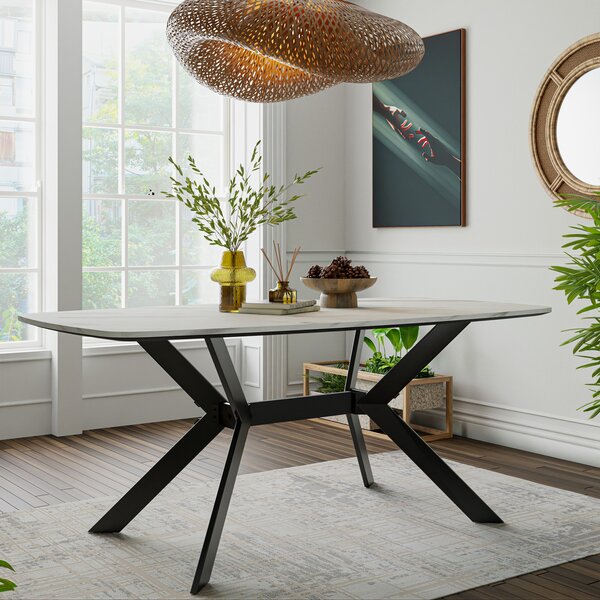 MEBLINE Stôl 185x100 cm TURIA BALANCE mramor biela