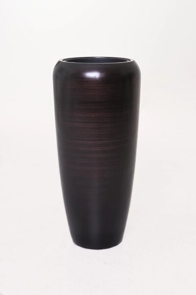 Luxusný kvetináč CAVITA, sklolaminát, výška 97 cm, čierno-hnedý hodvábny mat