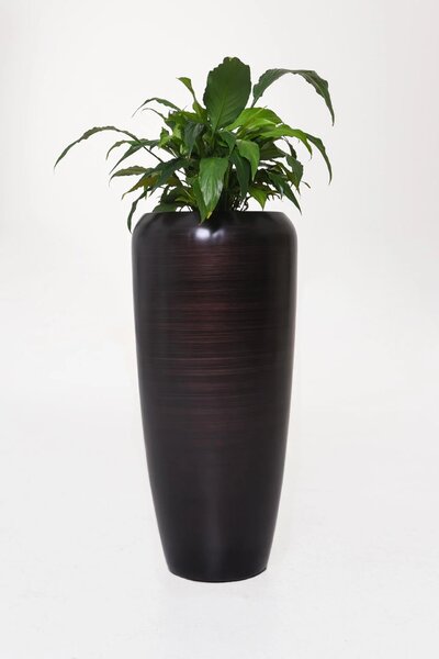 Luxusný kvetináč CAVITA, sklolaminát, výška 97 cm, čierno-hnedý hodvábny mat