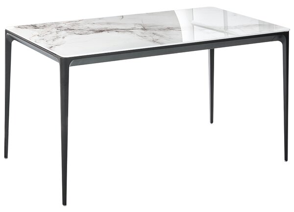 Jedálenský stôl biely mramorový efekt čierna 140 x 80 cm hliníkové nohy obdĺžnikový tvar moderný štýl kuchyňa jedáleň