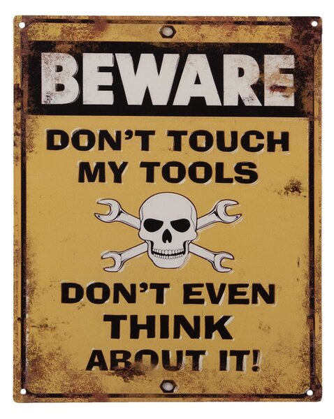 Nástenná kovová ceduľa Beware - 20 * 25 cm - Clayre & Eef