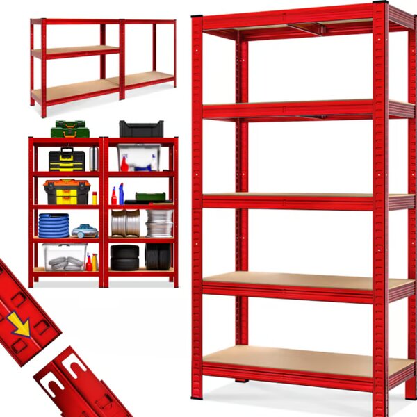Regál s vysokou nosnosťou HEAVY, max. 875kg, 90x40x180cm, červená Monzana