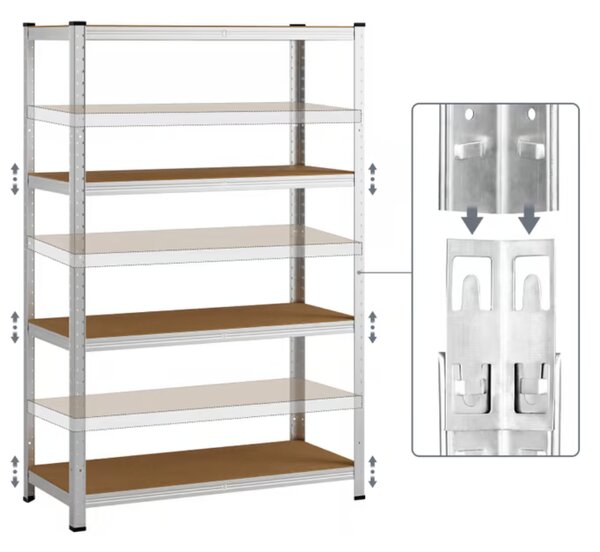 Regál s vysokou nosnosťou HEAVY, max. 700kg, 90x40x160cm, strieborná Monzana