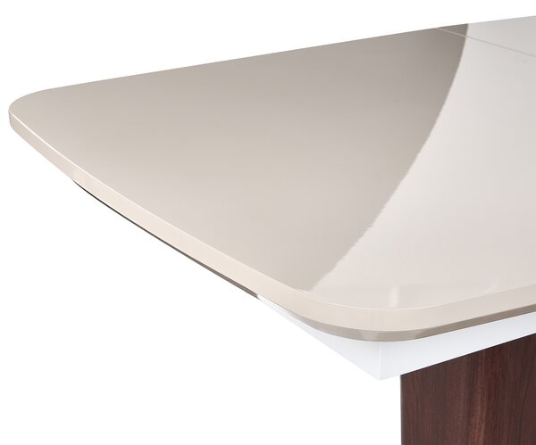 Jedálenský stôl svetlobéžový MDF vrchná doska 160/200 x 90 cm rozkladací obdĺžnikový tvar moderný štýl kuchyňa jedáleň