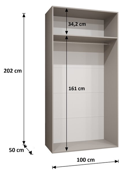 NovýNábytok.sk Šatníková skriňa Alaris 2 100 (kašmír + zlatá) (so zrkadlom). Akcia -20%. Vlastná spoľahlivá doprava až k Vám domov. 1144189