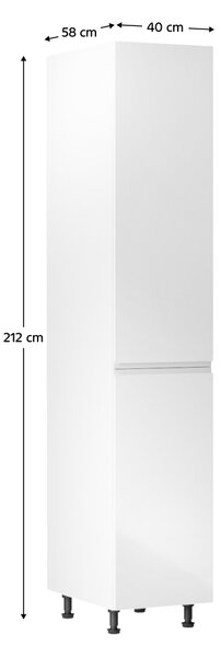 KONDELA Potravinová skrinka, biela/biela extra vysoký lesk, pravá, AURORA D40SP