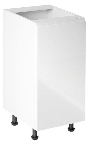 KONDELA Spodná skrinka, biela/biela extra vysoký lesk, pravá, AURORA D40