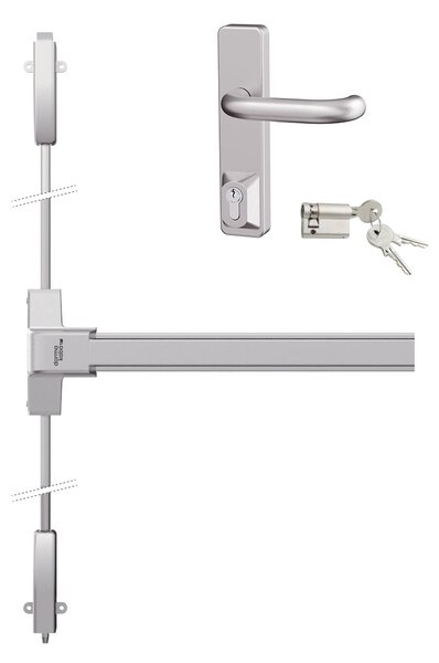 MPkovania DK - PANIKOVÉ KOVANIE PHB 1202 - 2-bodové zaistenie D1/1H-1D Prevedenie: SET D1/1H-1D pre šírku dverného krídla do 1100 mm s max. výškou 2350 mm + kľučka a vložka