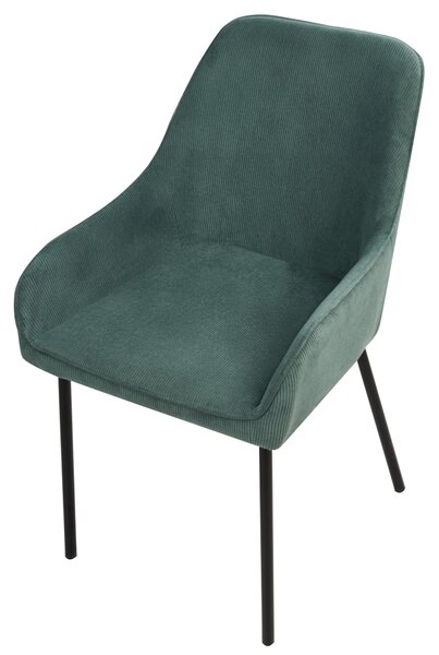 Sada 2 jedálenských stoličiek zelené menčestrové čalúnenie zlaté kovové nohy retro glamour štýl