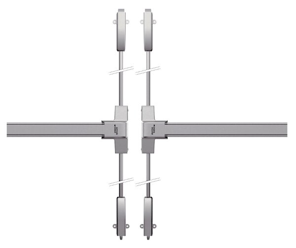 MPkovania DK - PANIKOVÉ KOVANIE PHB 1202/1202 - 4-bodové zaistenie D2/2H-2D Prevedenie: SET D2/2H-2D pre šírku dverného krídla do 1100 mm s max. výškou 2350 mm + kľučka a vložka