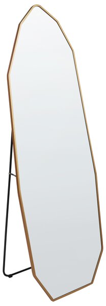 Stojace zrkadlo zlaté hliník kovový rám 49 x 165 cm nepravidelný tvar so stojanom moderný štýl závesné dekorácie