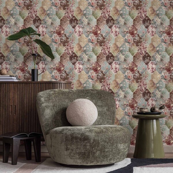 Tapety Kvetinový retro patchwork, Tapety kvety, a01038 : Uwalls.sk