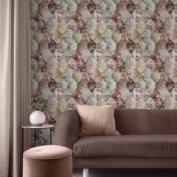 Tapety Kvetinový retro patchwork, Tapety kvety, a01038 : Uwalls.sk
